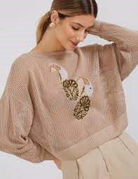 BLUSA MARIA FILO TRICOT GOTAS - BEGE