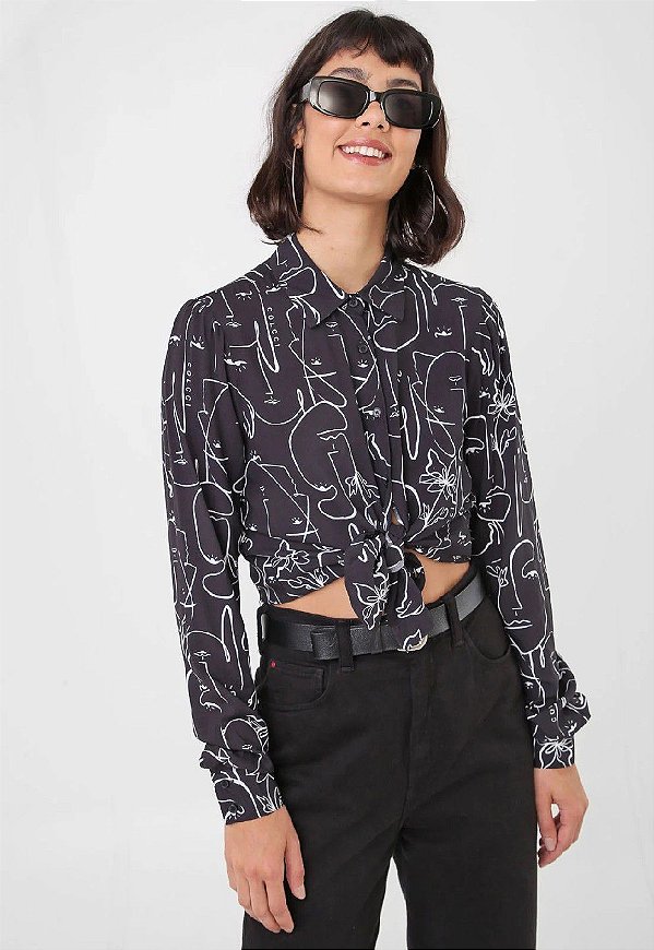CAMISA COLCCI ESTAMPADA -  PRETA