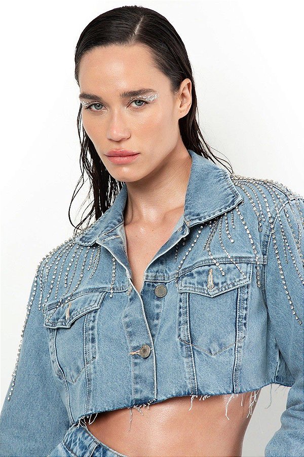 JAQUETA SLY WEAR COM APLICAÇOES EM CORRENTE DE STRASS