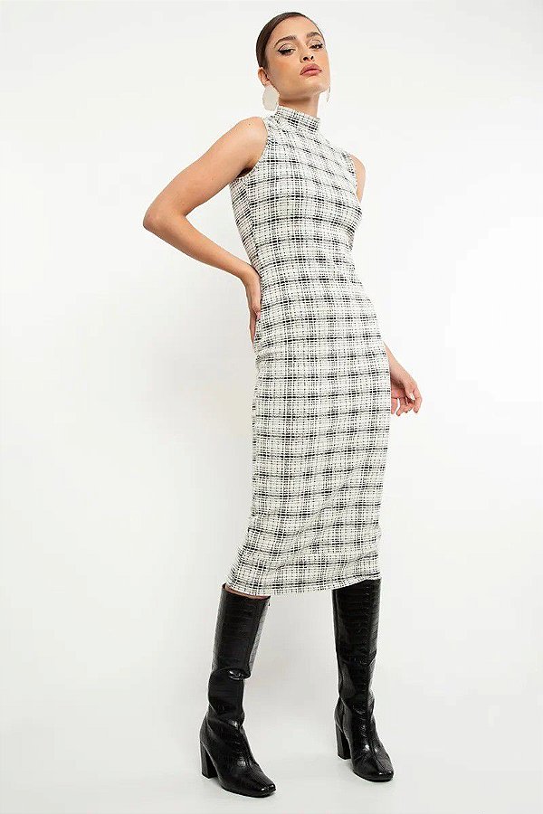 VESTIDO SLY WEAR MIDI REGATA  XADREZ