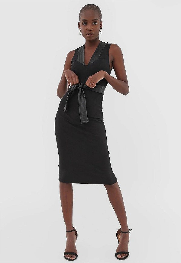 VESTIDO COLCCI MIDI COM FAIXA