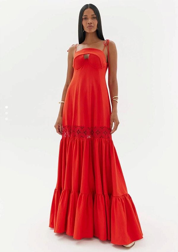 VESTIDO AMARANTE LONGO DE ALÇA - VERMELHO