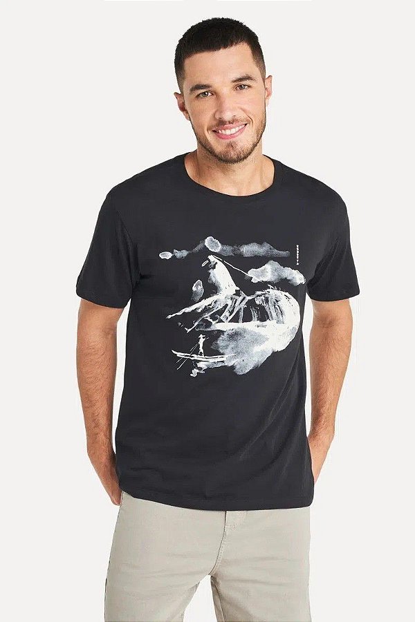CAMISETA RESERVA ESTAMPADA RIO ORIENTAL AQUARELA- PRETO