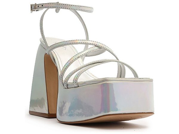 SANDALIA AREZZO SALTO ALTO SILVER HOLOGRAFICO