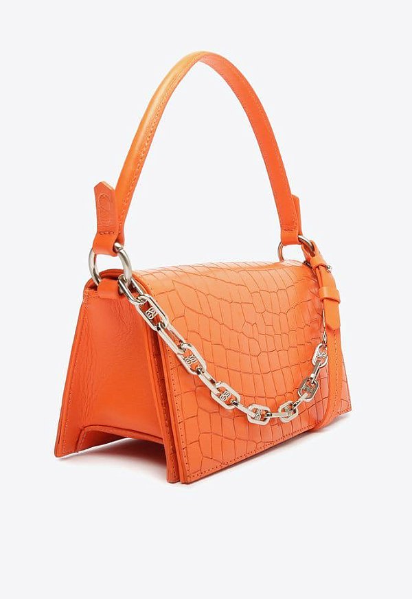 BOLSA SCHUTZ TIRACOLO LIZ CHAIN COURO PEQUENA LARANJA