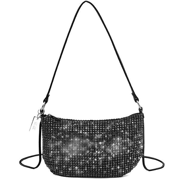 BOLSA SANTA LOLLA HOBO DE STRASS - PRETO