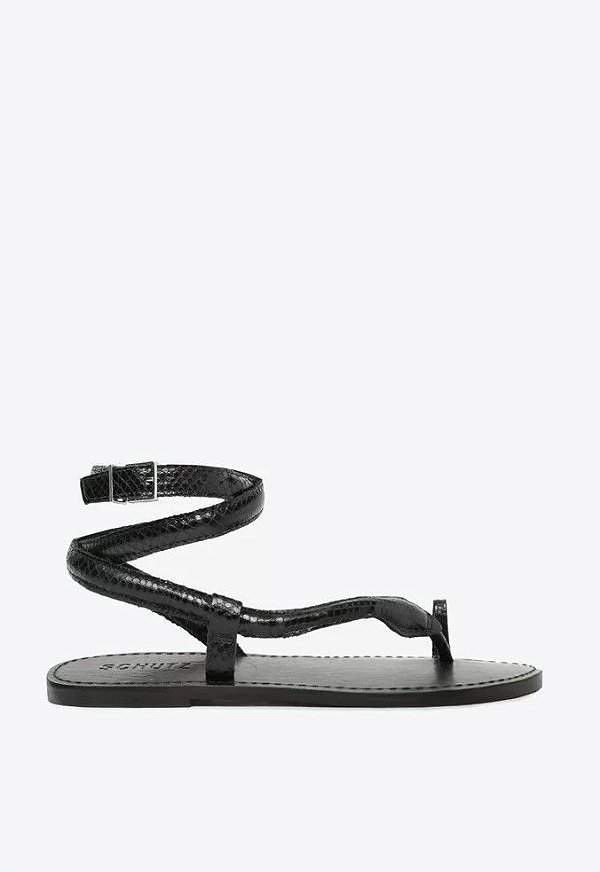 SANDALIA SCHUTZ RASTEIRA SNAKE COURO - PRETO