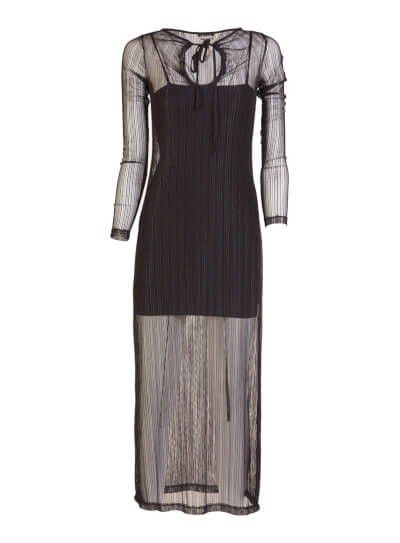 VESTIDO FORUM TULE LISTRADO - PRETO