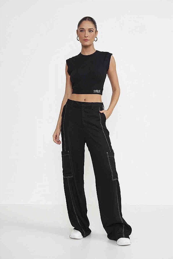 BLUSA COLCCI CANELADA - PRETO