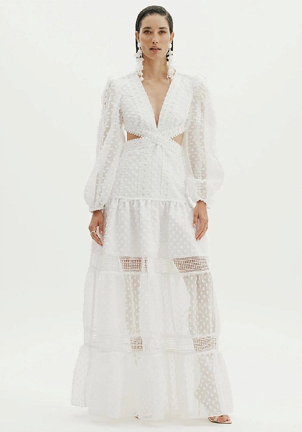 VESTIDO AMARANTE LONGO COM CUT CUT-OFF WHITE