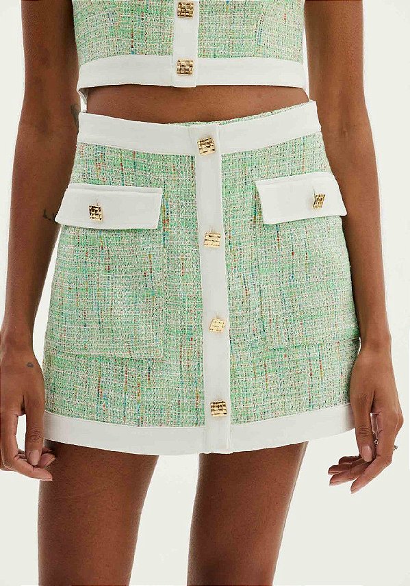 SHORT SAIA AMARANTE COM BOTOES- A0500 TWEED BOTANI