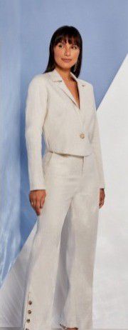 BLAZER RAMO SELVAGEM CROPPED LINHO- NATURAL