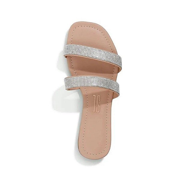 RASTEIRA SANTA LOLLA COM TIRAS DE STRASS - BEGE
