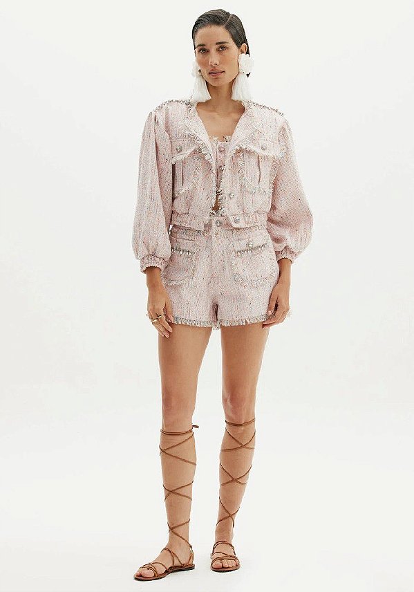 JAQUETA AMARANTE BOMBER COM BORDADO- TWWED FLORA