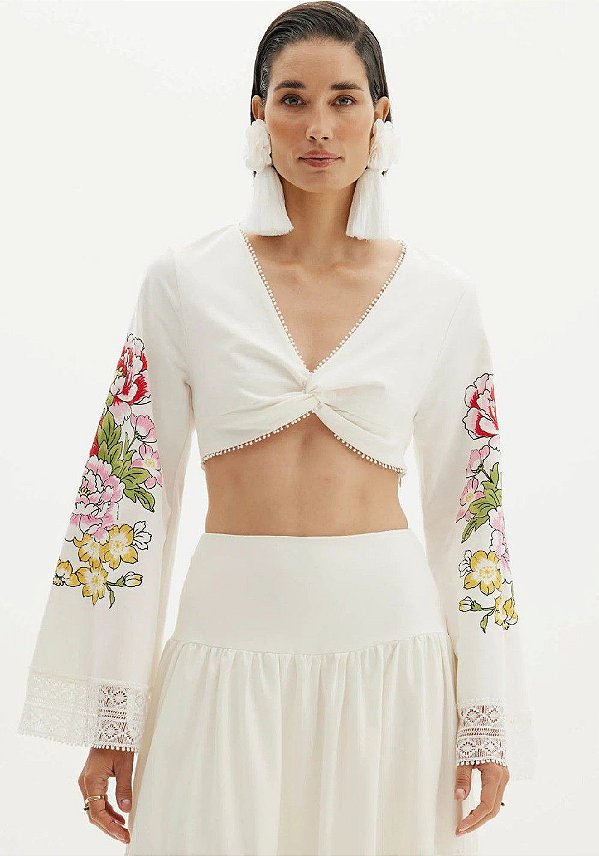 BLUSA AMARANTE COM TORÇAO MANGAS EVASE - OFF WHITE