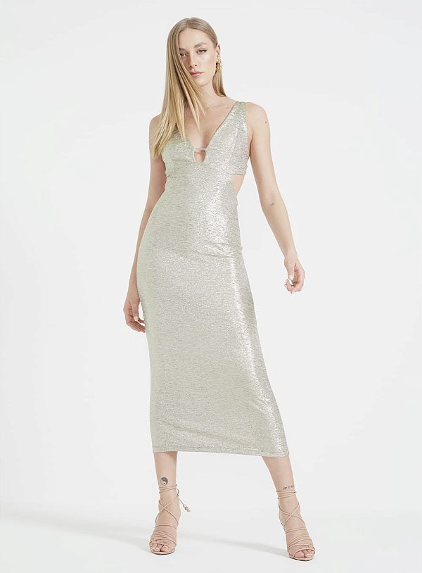 VESTIDO FORUM MIDI SLIM METALIZADO