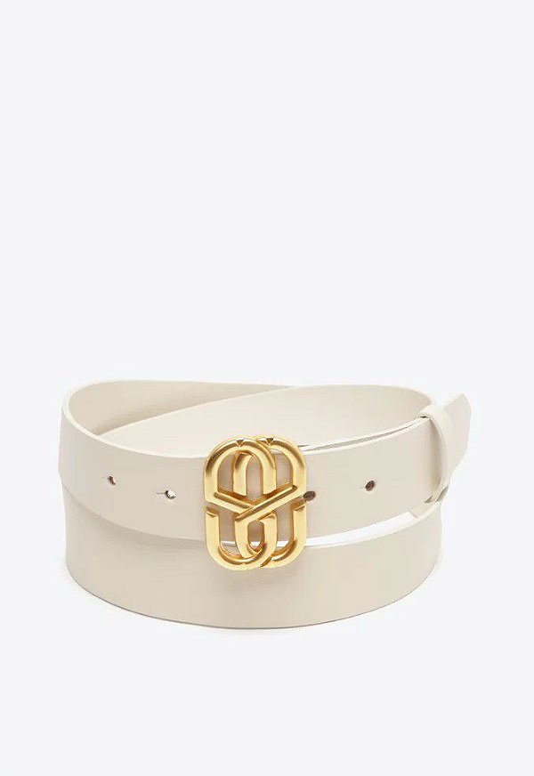 CINTO SCHUTZ EMBLEM COURO LISO -BRANCO