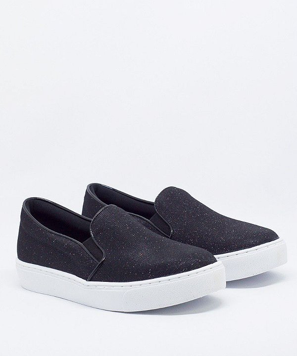 TENIS SANTA LOLLA SLIP ON - PRETO BRILHO