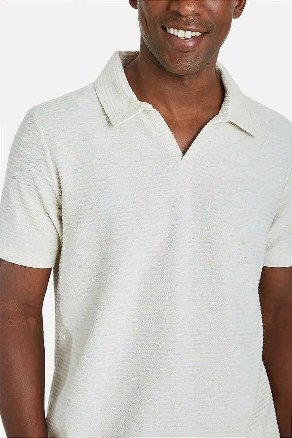 POLO RESERVA BATA LISTRADO OLIVEIRAS - NATURAL
