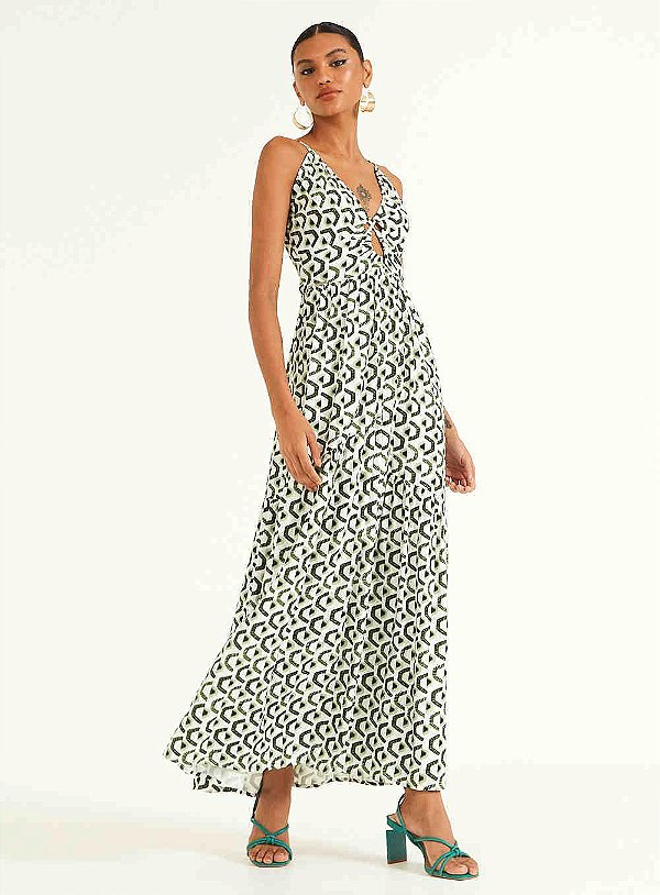 VESTIDO FORUM LONGO LINHO OLHAR TROPICAL