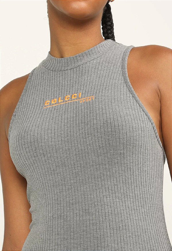 VESTIDO COLCCI CANELADO - CINZA MESCLA