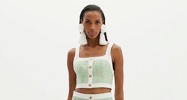 TOP CROPPED AMARANTE COM BOTOES- A0500 TWEED BOTANI