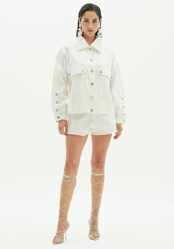 JAQUETA AMARANTE SARJA ALONGADA -OFF WHITE
