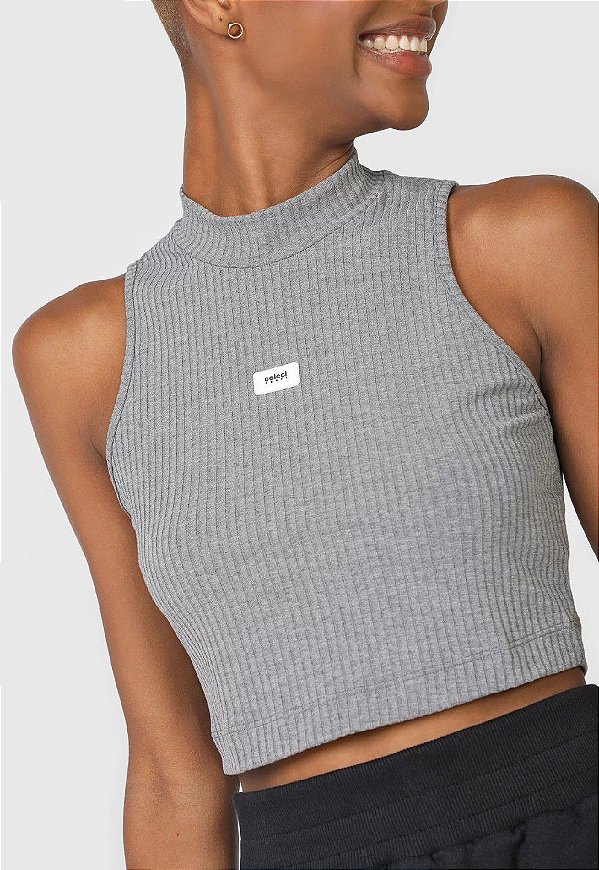 TOP COLCCI CANELADO - MESCLA GRAFITE