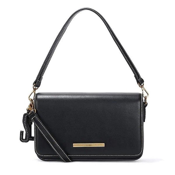 BOLSA SANTA LOLLA TRANSVERSAL ALCA FINA PESPONTO- PRETO