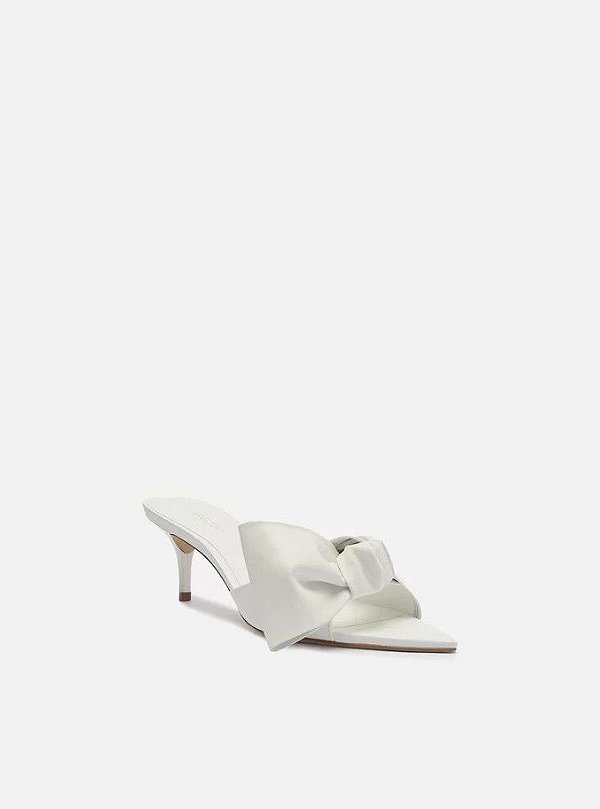 SANDÁLIA AREZZO COURO SALTO FINO MAXI LAÇO- BRANCO