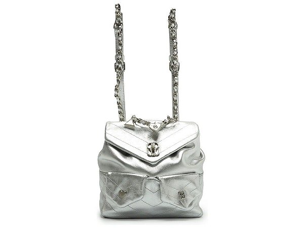 MOCHILA SCHUTZ CHARMS COURO- PRATA