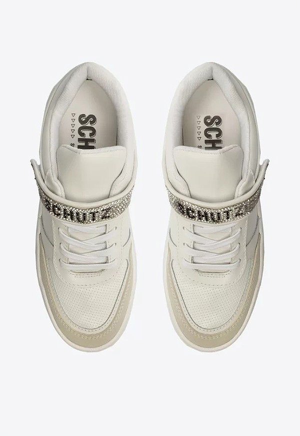 TENIS SCHUTZ COURO VELCRO BRILHO - BRANCO