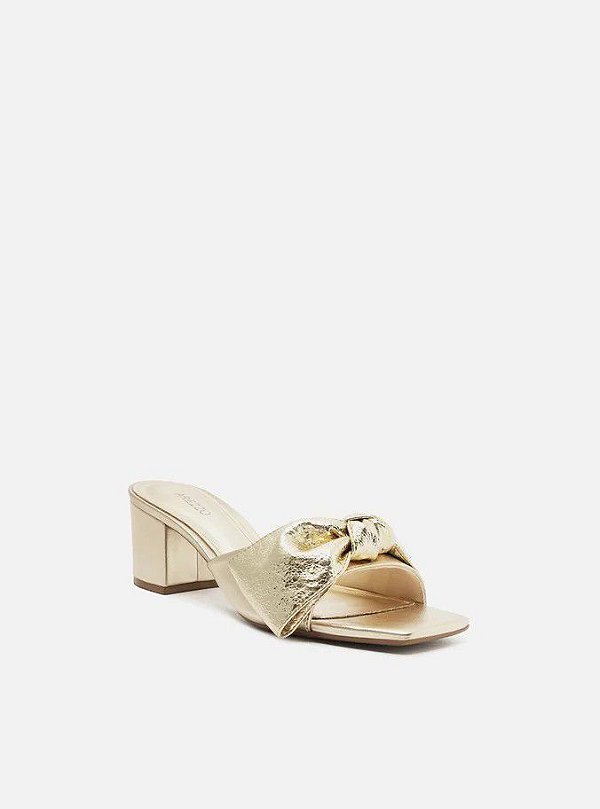 MULE AREZZO CRAQUEL SALTO BLOCO LA O DOURADO Lojas Trend