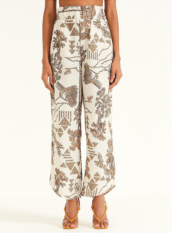 CALÇA FORUM LINHO COM ELASTICO RAFIA PAISAGIS