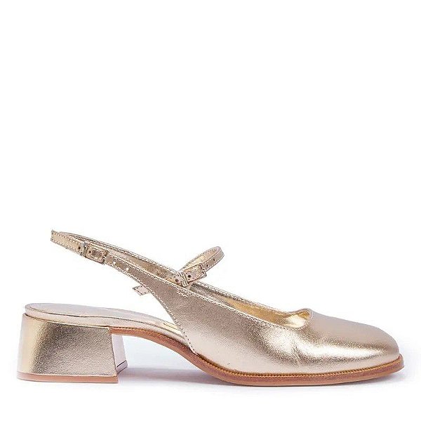 SCARPIN SANTA LOLLA COURO NOBRE - OURO LIGHT