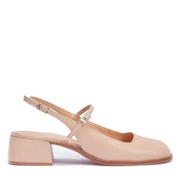 SCARPIN SANTA LOLLA SALTO BAIXO COURO NOBRE - NUDE ROSADO