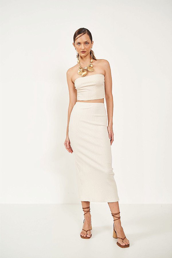 TOP COLCCI CANELADO - BEGE TAUPE