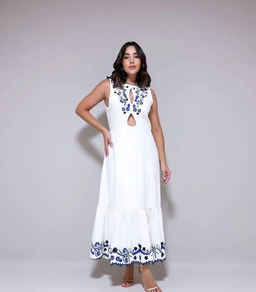VESTIDO AMARANTE SUPER MIDI BORDADO - OFF WHITE