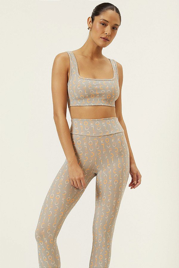 CONJUNTO COLCCI TOP/CALÇA - CINZA/LARANJA