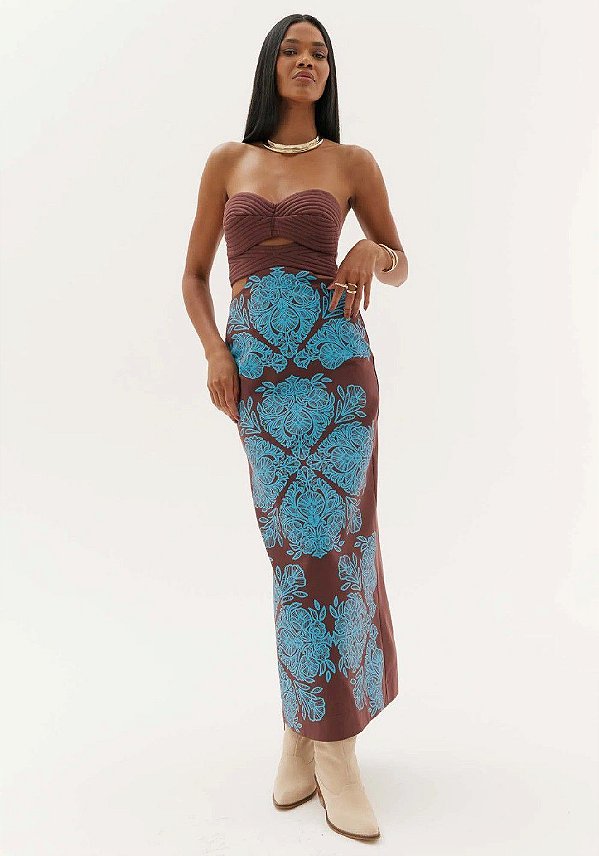 VESTIDO AMARANTE SUPER MIDI-MARROM