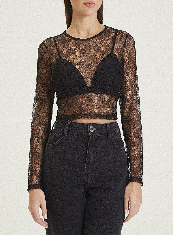 BLUSA FORUM RENDA - PRETO