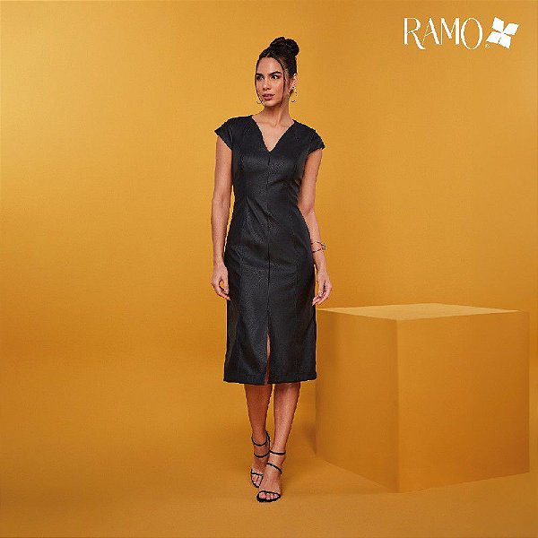 VESTIDO RAMO SELVAGEM COM MALHA -  PRETO