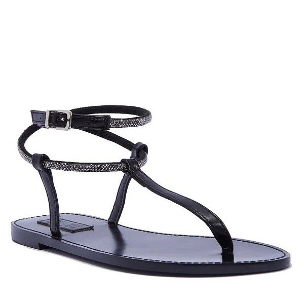SANDALIA RASTEIRA SANTA LOLLA TIRA STRASS - PRETO