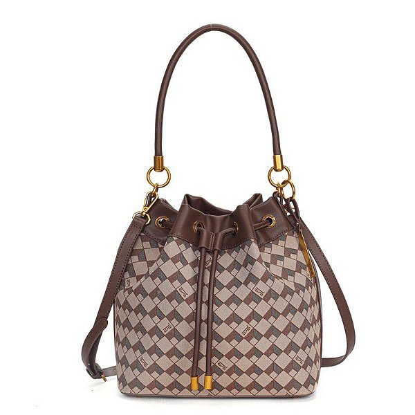 BOLSA SANTA LOLLA BUCKET ALÇA DUPLA REMOVIVEL MEDIA - MARROM