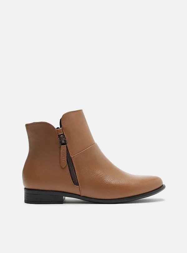 BOTA AREZZO COURO CANO CURTO LIGHT TOAST - MARROM