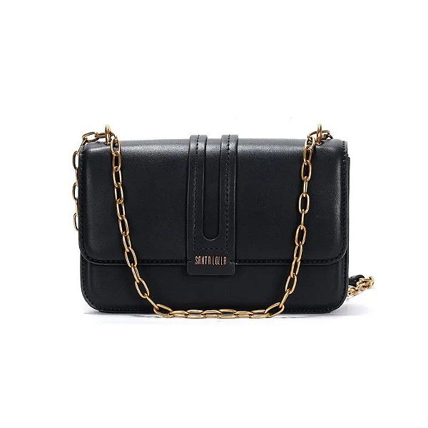 BOLSA SANTA LOLLA TRANSVERSAL ALÇA CORRENTE - PRETO