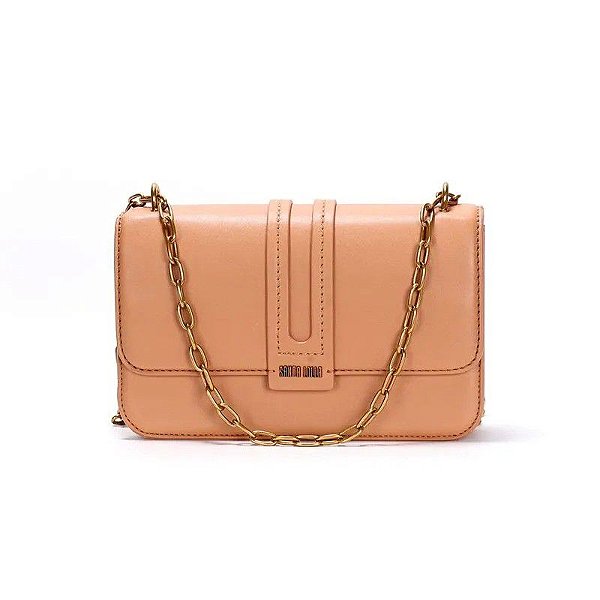 BOLSA SANTA LOLLA TRANSVERSAL ALÇA CORRENTE - DOCE DE LEITE