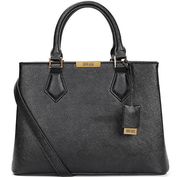 BOLSA SANTA LOLLA RISCO TRANSVERSAL COM DETALHES DOURADOS - PRETO