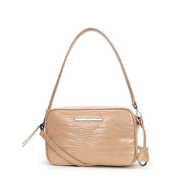 BOLSA SANTA LOLA TIRACOLO CROCO MEDIA ALÇA FINA - AMENDOA