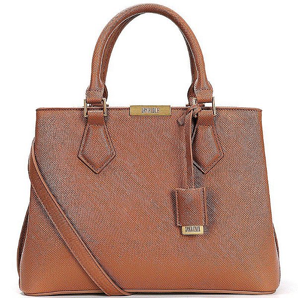 BOLSA SANTA LOLLA QUADRADA ALÇA DUPLA TRANSVERSAL MEDIA - CINAMON